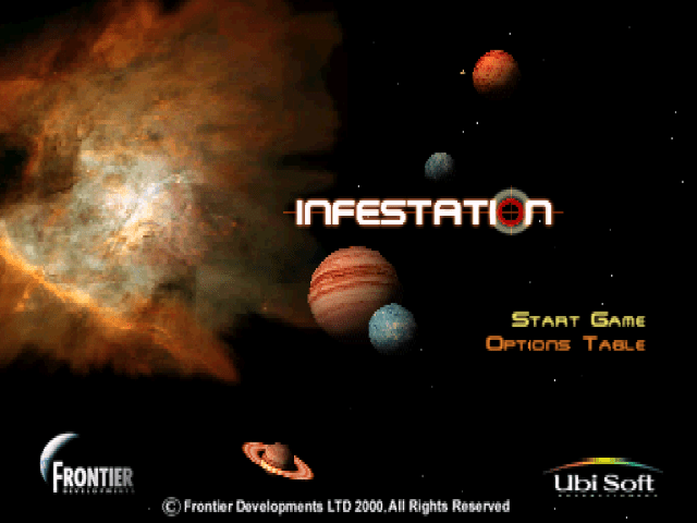 Infestation title screen for Playstation